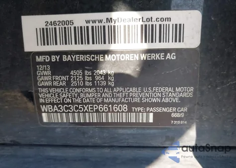 2014 BMW 320I xDrive from USA, damaged, VIN WBA3C3C5XEP661608